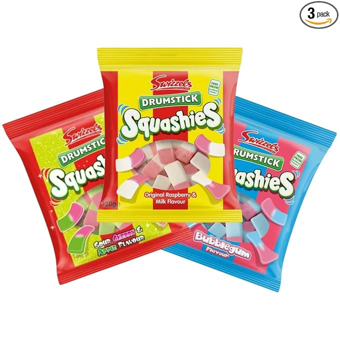 Squashies DrumStick Candies Variety Pack - Original Rasberry & Milk, Sour Cherry & Apple, and Bub... | Amazon (US)
