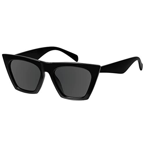 mosanana Square Cat Eye Sunglasses for Women Trendy Retro Cool Black | Amazon (US)