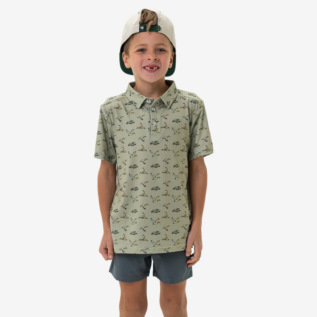 Youth Performance Polo - Flying Ducks Green | BURLEBO