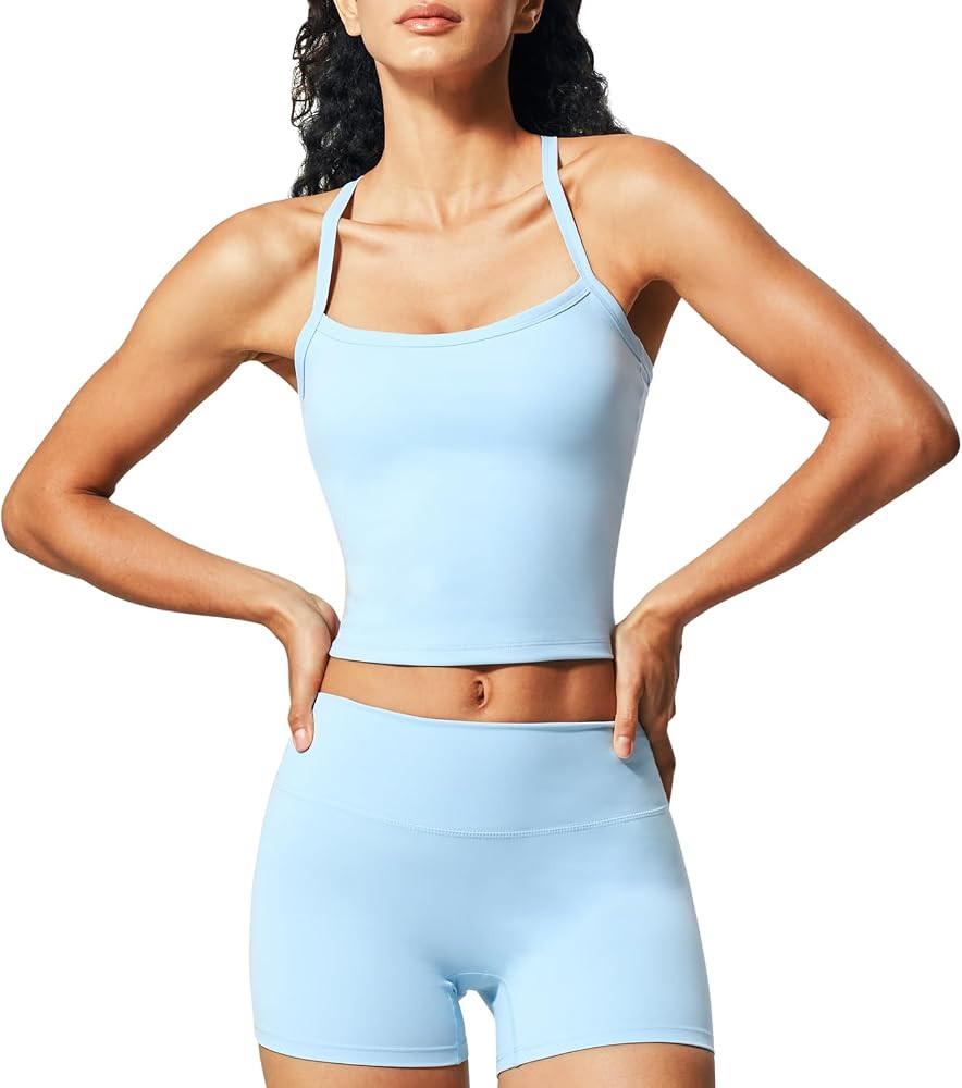 JNINTH Padded Sports Bra Tank Workout Sets for Women Matching High Waist Shorts Gym Yoga Active W... | Amazon (US)