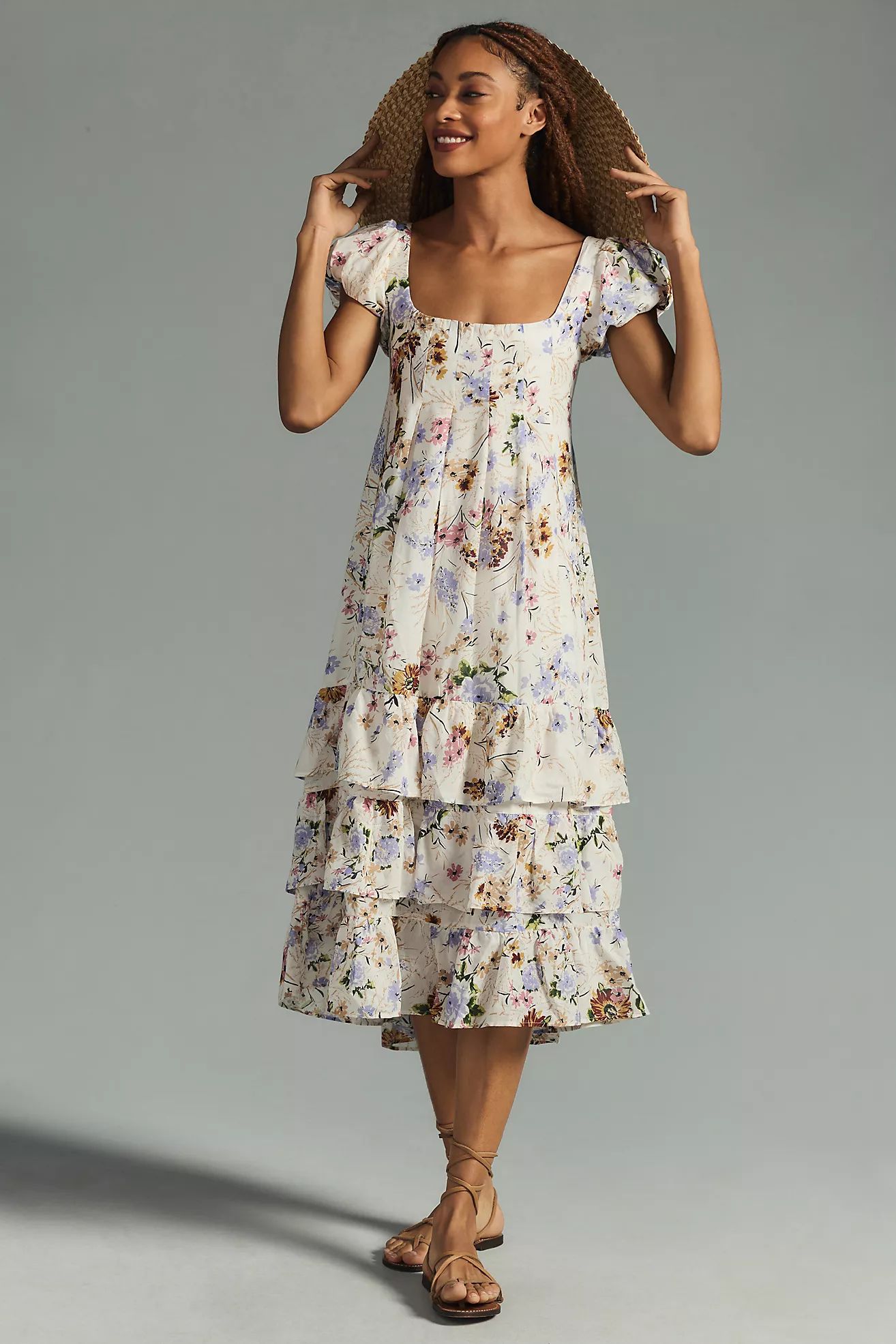 By Anthropologie Tiered Cap-Sleeve Dress | Anthropologie (US)