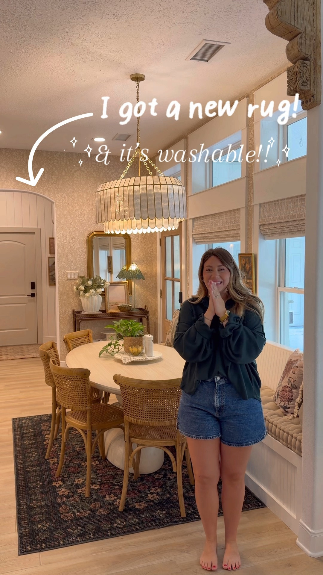 This new rug in our kitchen is perfect and it’s washable! 

THEBLOOMINGNEST Amazon kitchen decor lighting chairs table home 

#LTKHome #LTKSeasonal
