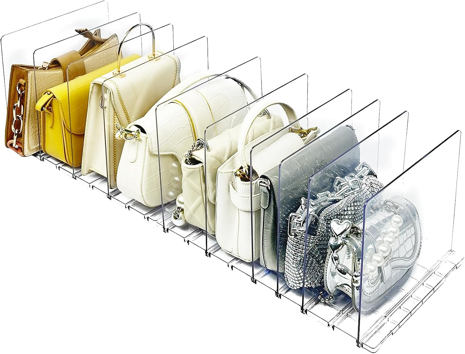 VERONLY 2 Pack Purse Organizer for Closet, 10 Layers Acrylic Shelf Dividers, Adjustable Purse Wal... | Amazon (US)