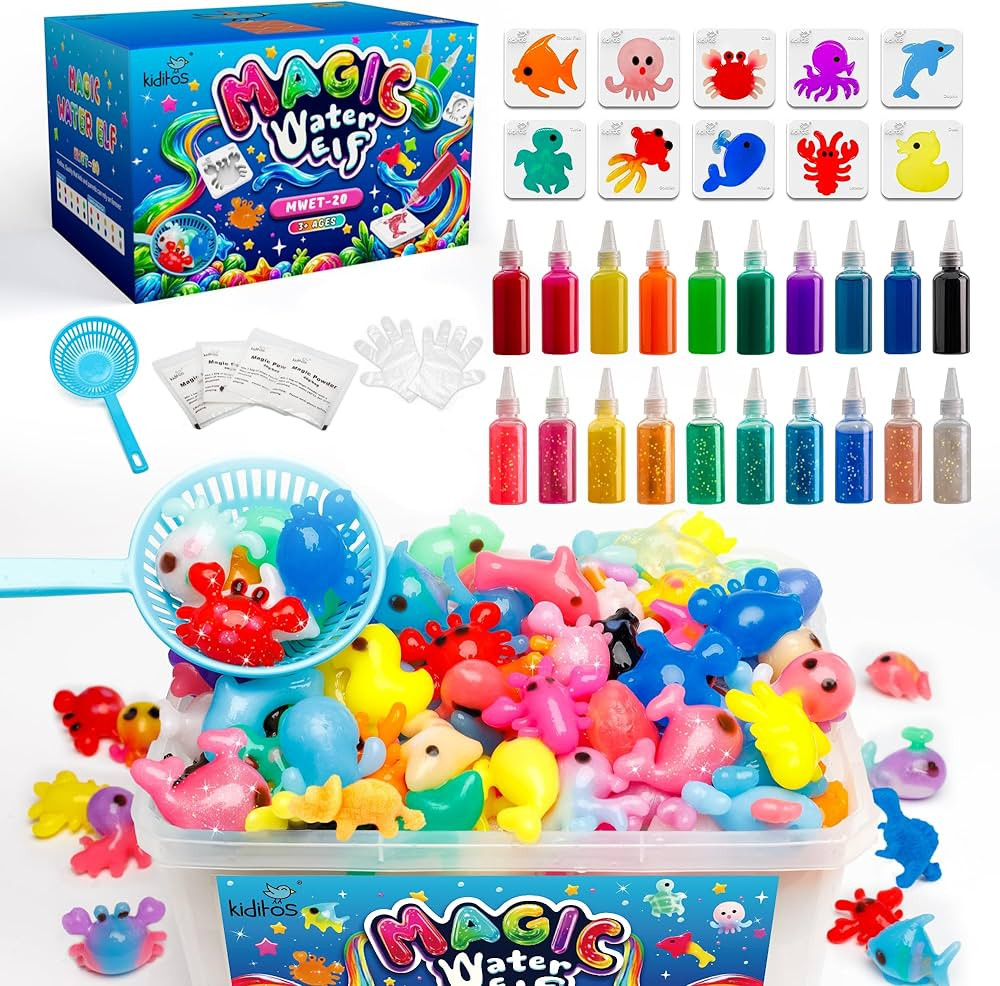 Magic Water Elf Toy Kit, Aqua Fairy Water Gel Kit with 20 Magic Gels, 10 Animal Molds. Christmas ... | Amazon (US)