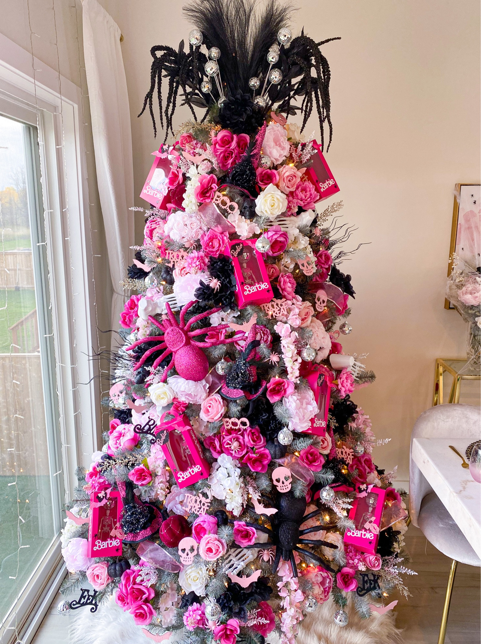 Pink barbie best sale christmas tree