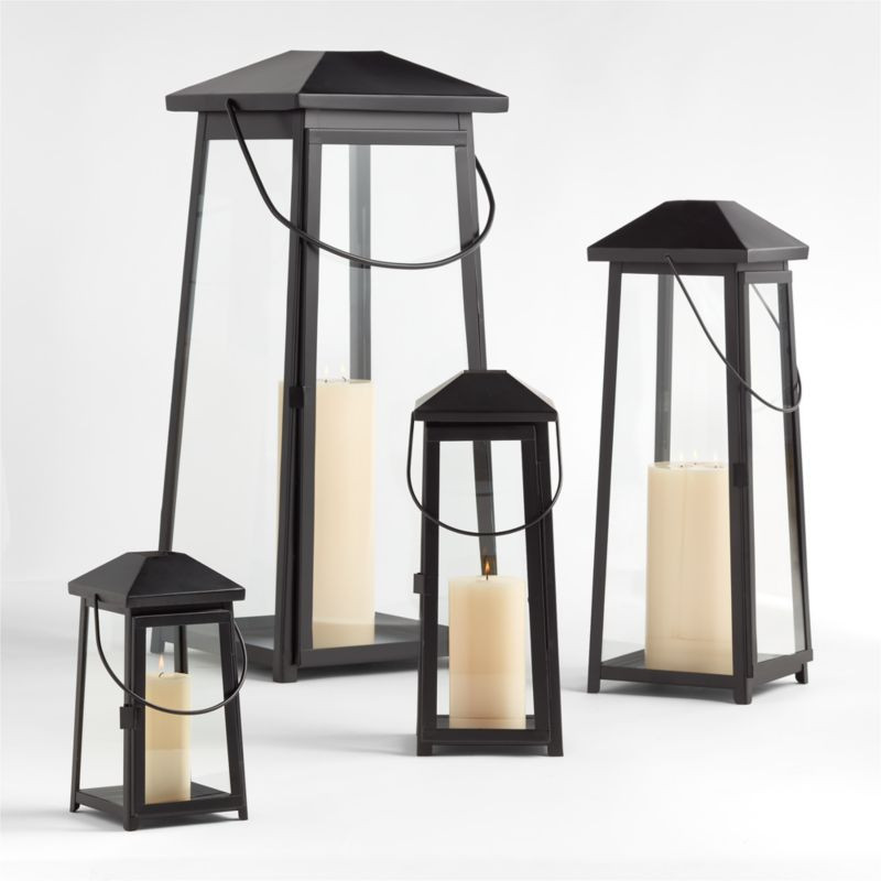 Petaluma Black Metal Lanterns | Crate & Barrel | Crate & Barrel