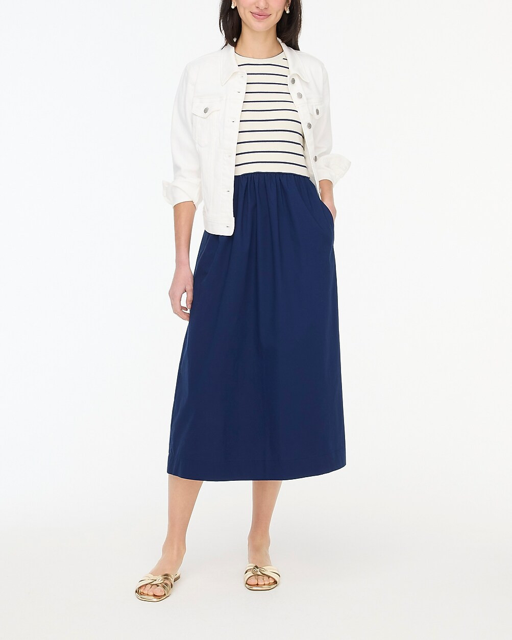Striped ribbed-knit mixy dress | J.Crew Factory