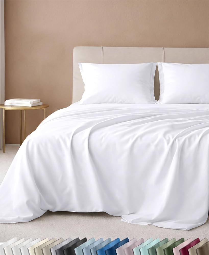 California Design Den Luxury 600 Thread Count Queen Sheets Set,Bright White | Amazon (US)