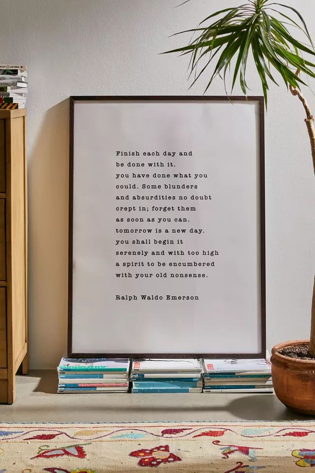 socoart Ralph Waldo Emerson Finish Each Day Art Print | Urban Outfitters (US and RoW)