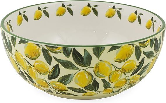 Boston International Ceramic Salad Serving Bowl, 9.75-Inches, Painterly Lemons | Amazon (US)