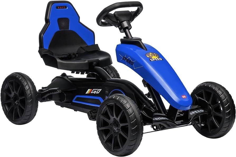Aosom Kids Pedal Go Kart, Outdoor Ride on Toys with Swing Axle, Adjustable Seat, Handbrake, 4 Sho... | Amazon (US)