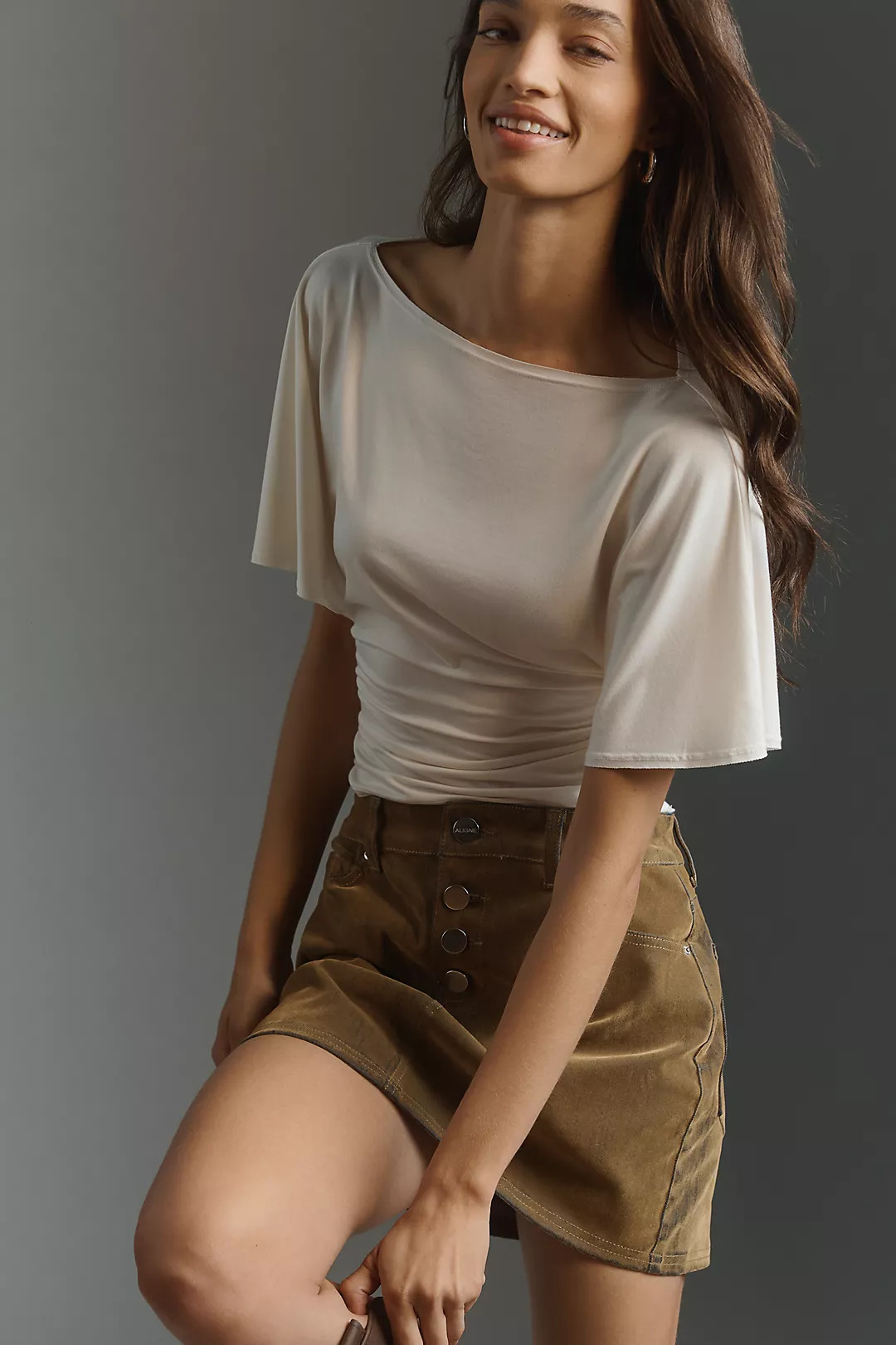 Reformation Avery Knit Flutter Sleeve Top | Anthropologie (US)
