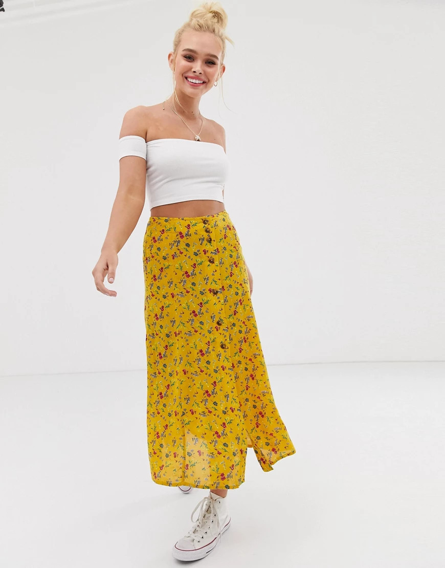 Superdry floral maxi skirt-Yellow | ASOS (Global)