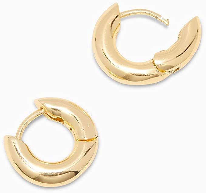 gorjana Women’s Lou Huggie Earrings, Small High Shine Chunky Hoops, 18K Gold Plated | Amazon (US)