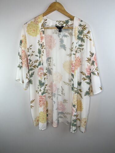 New Look Floral Print White Jacket Kimono  - Size UK10 | eBay AU