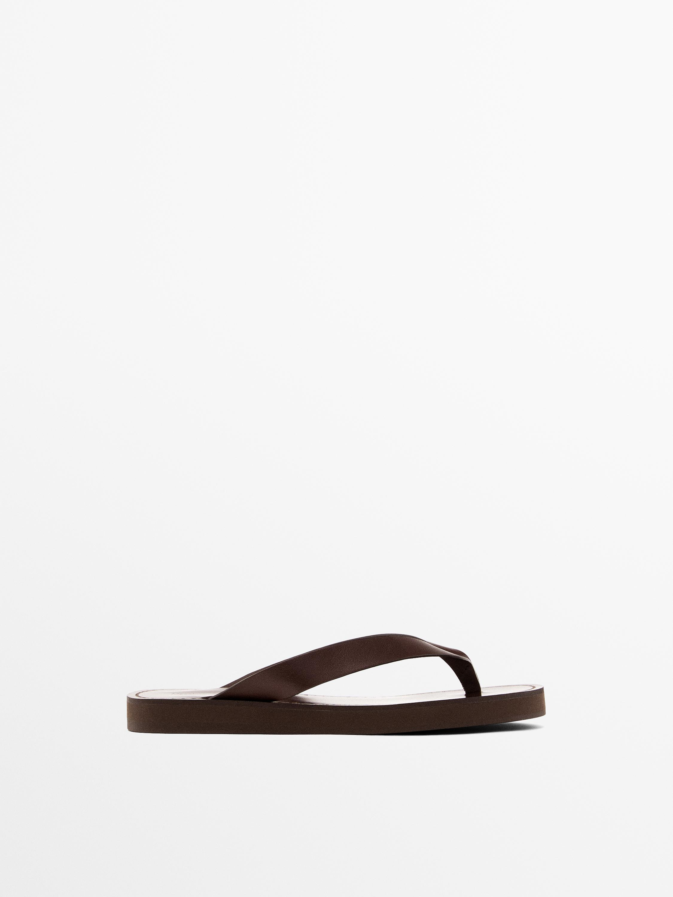 Flat leather sandals | Massimo Dutti US