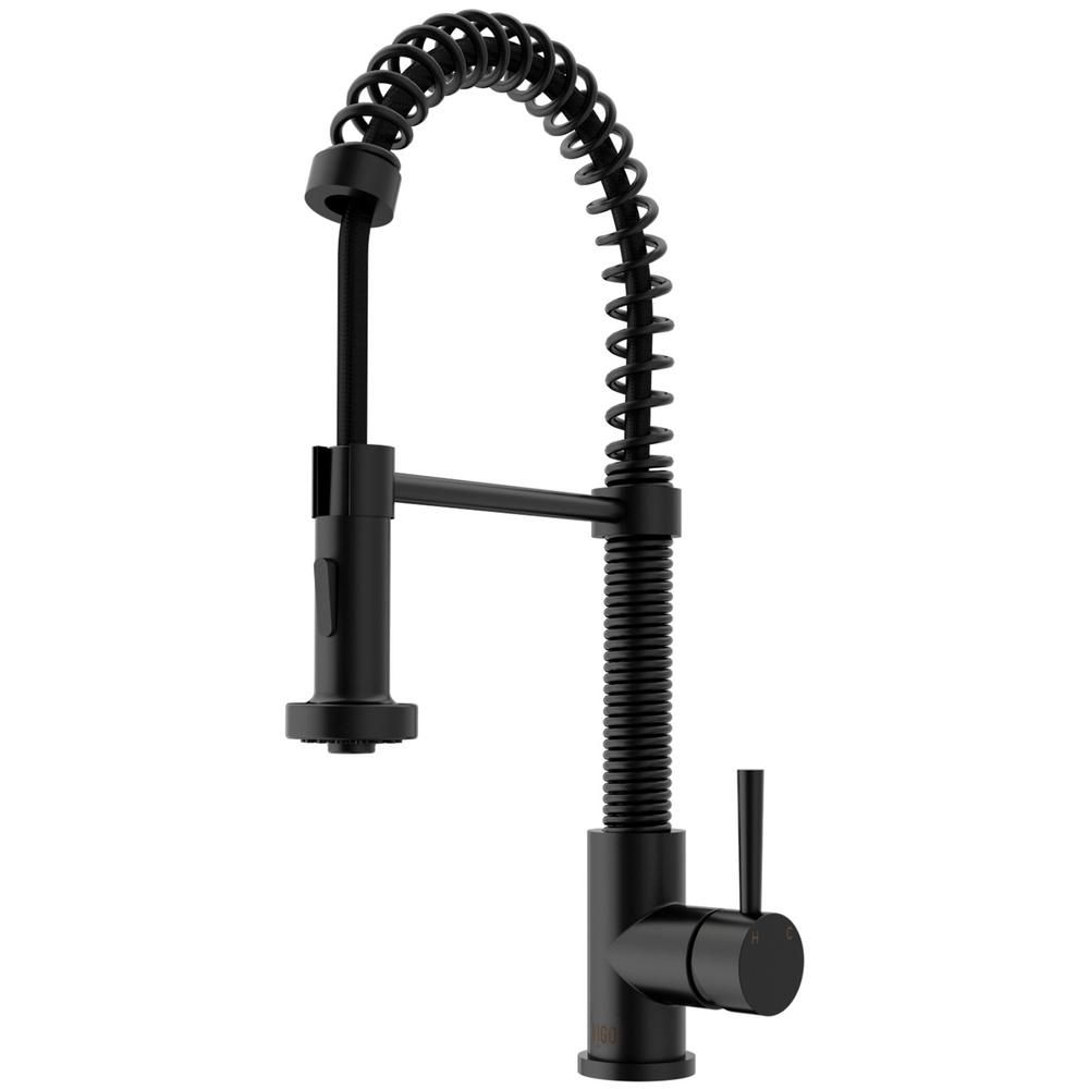 Edison Single-Handle Pull-Down Sprayer Kitchen Faucet in Matte Black | The Home Depot
