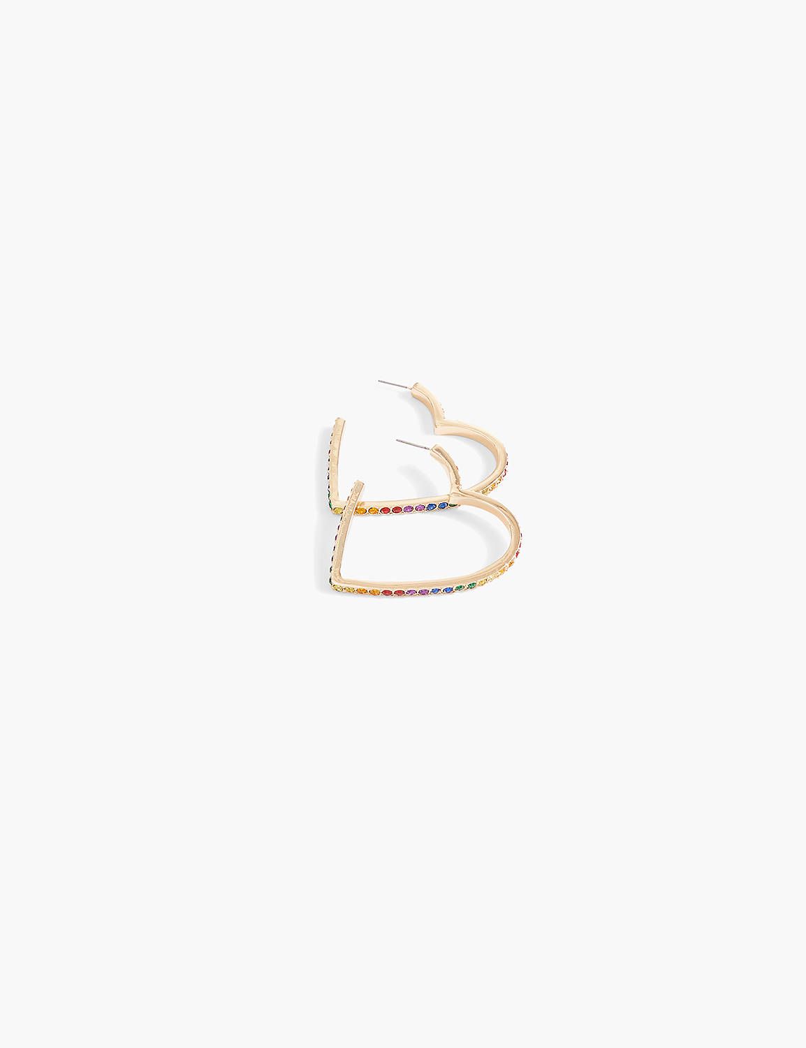 PRIDE PAVE HEART HOOP EARRING | LaneBryant | Lane Bryant (US)