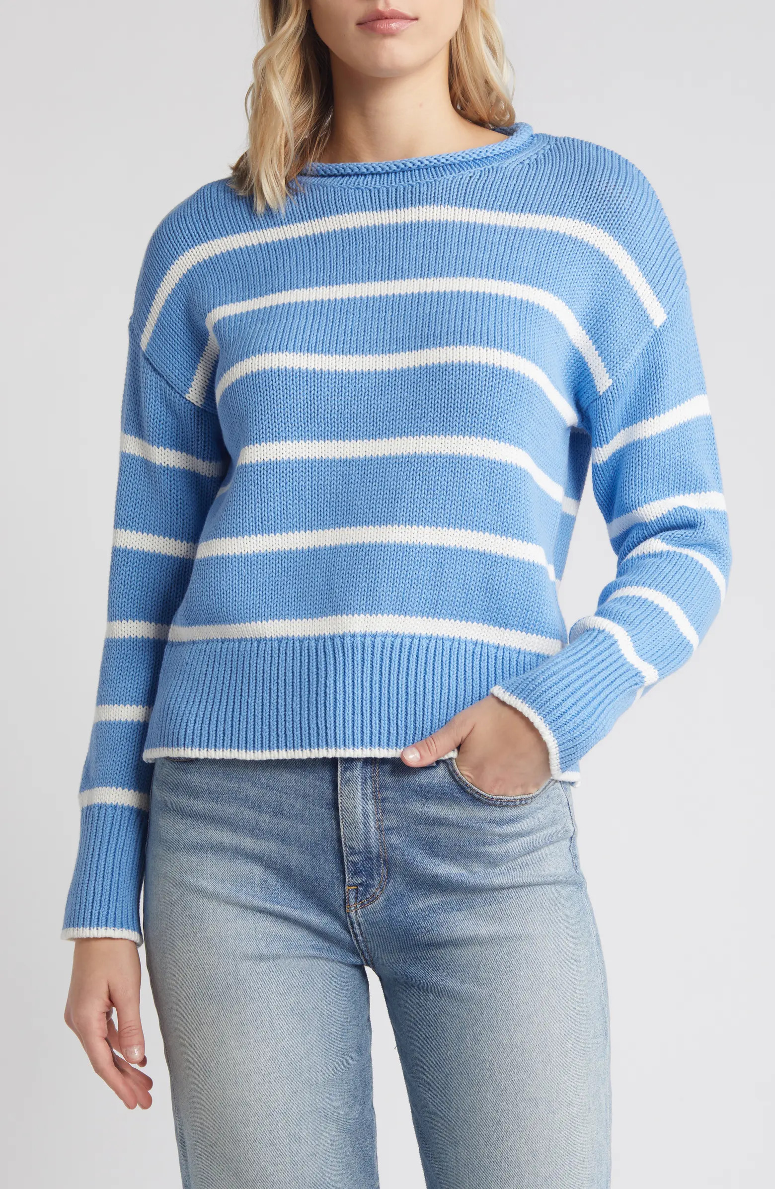 Easy Pima Cotton Roll Neck Sweater | Nordstrom