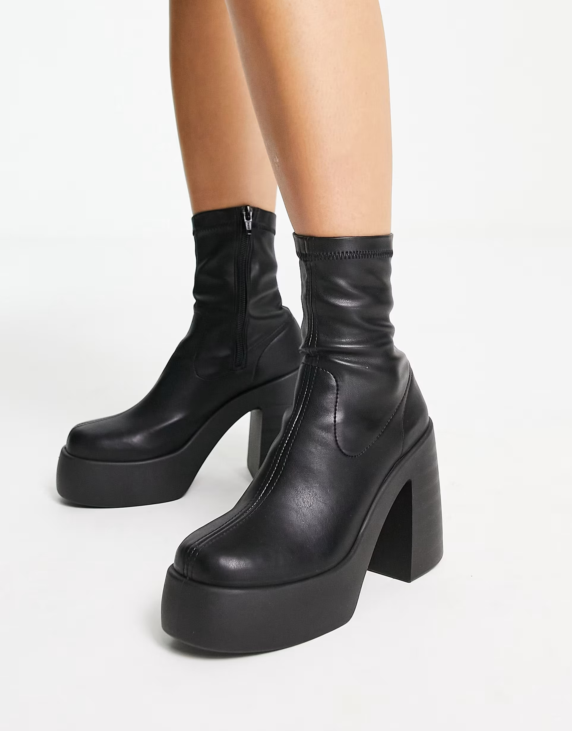 ASOS DESIGN Ember high heeled sock boots in black | ASOS (Global)