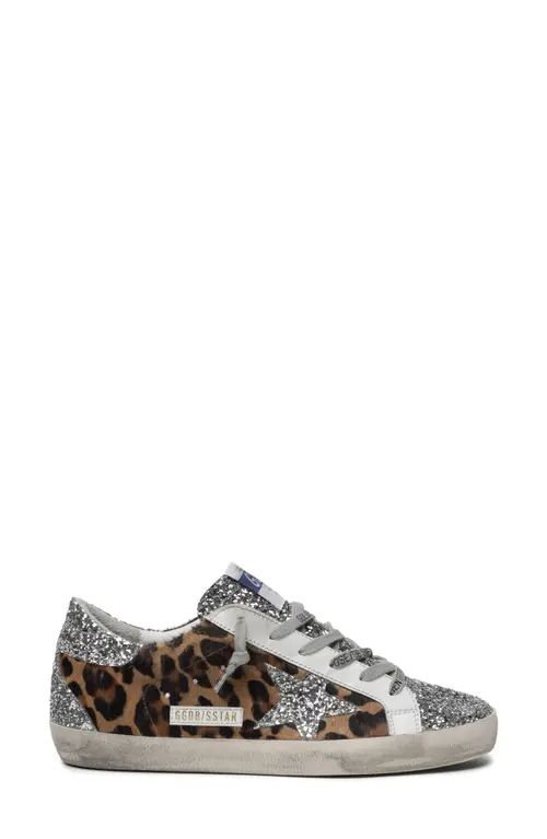 Golden Goose Super-Star Leopard Print Genuine Calf Hair Sneaker in Silver/Brown Black Leo at Nordstr | Nordstrom