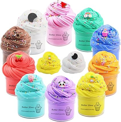 10 Pack Butter Slime Kit Fidget Toy, Kids Party Favors, Goodies Bag Toy, Easter Egg Filling Stuff... | Amazon (US)