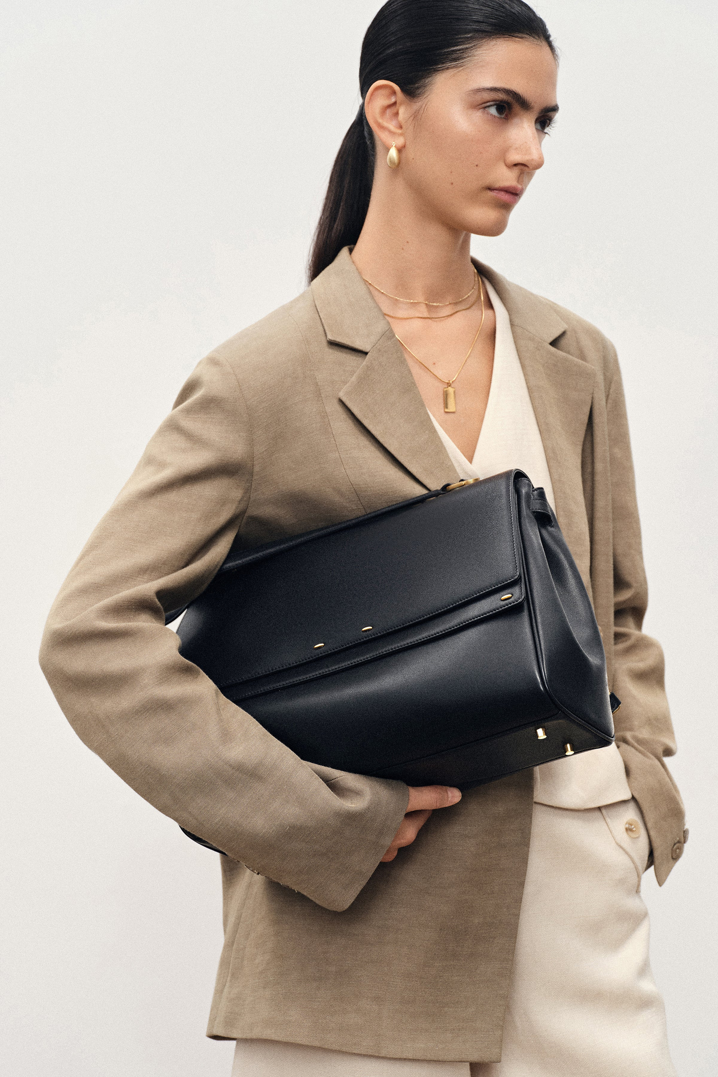 Rialto Double Flap Handbag in Calfskin Leather | Fabrique