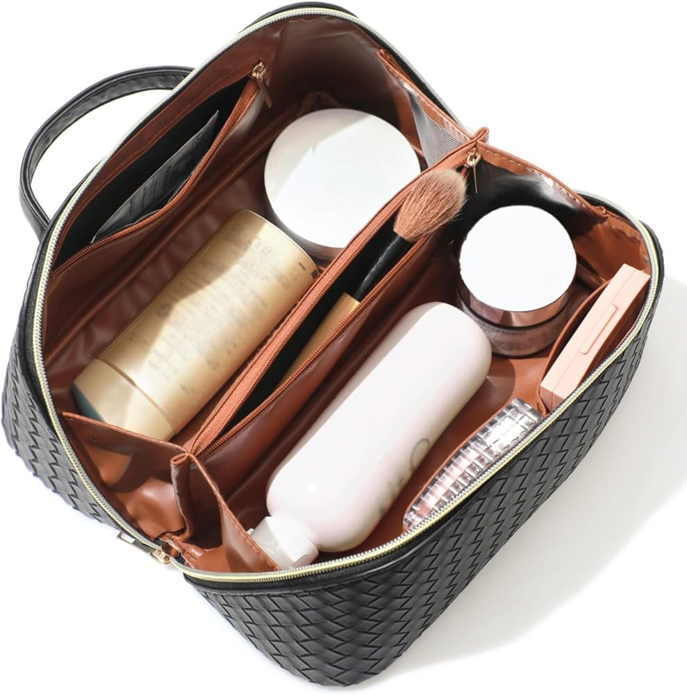 OTTOLTIL 2023 New Travel Makeup Bag, Large Capacity Cosmetic Bag, Portable PU Leather Waterproof ... | Amazon (US)