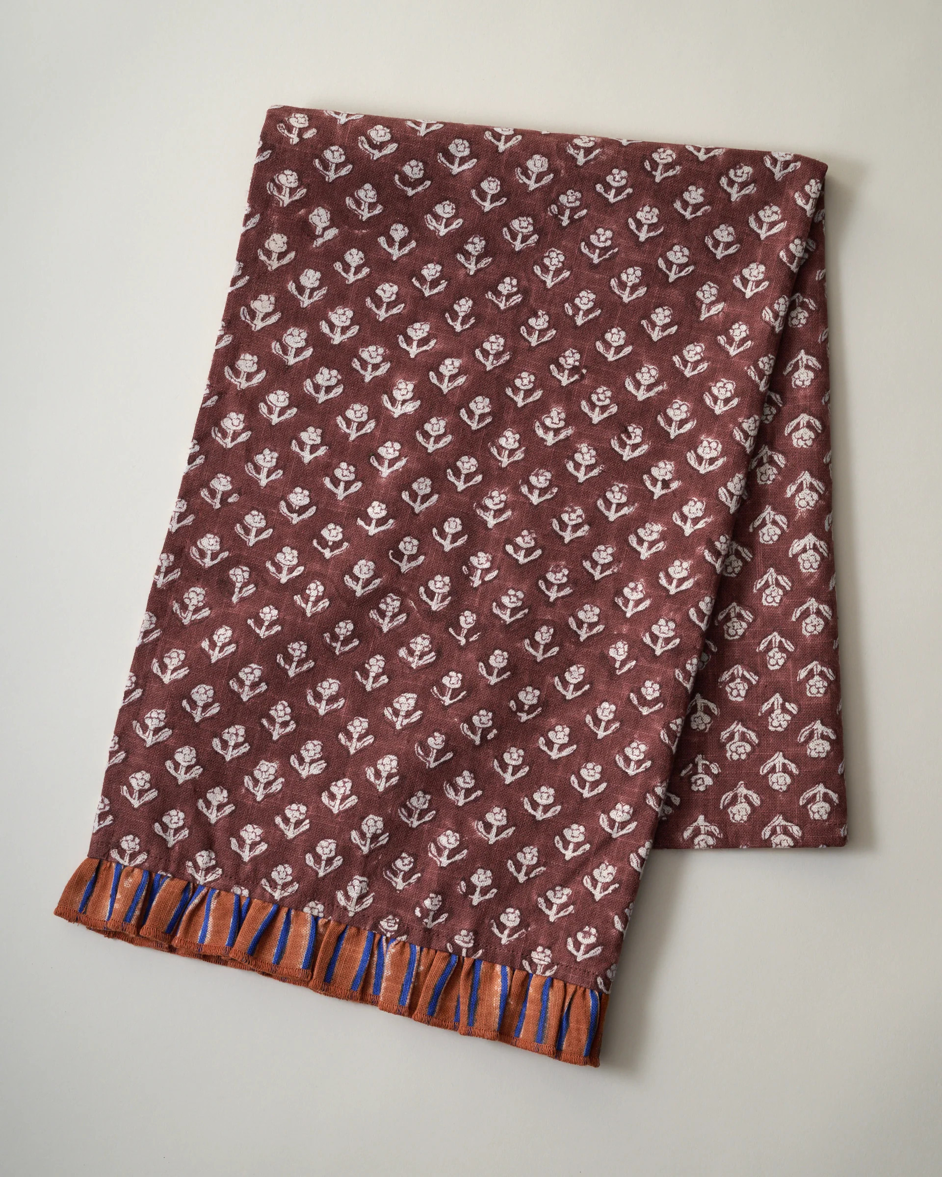 Chocolate Cosmos Block Printed Tea Towel | Magnolia