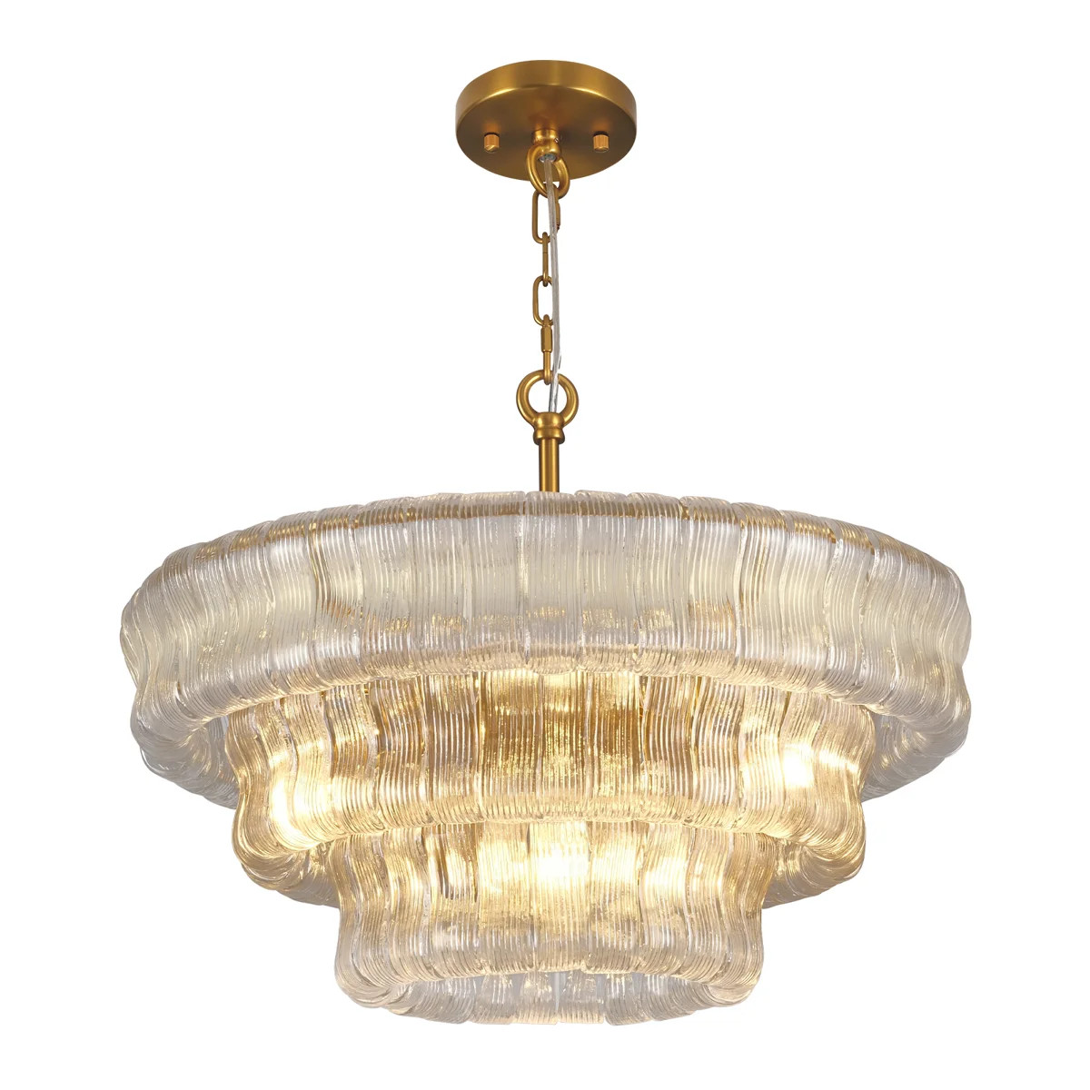 24" / 36" Modern Luxury Round Brass Chandelier Tiered Clear Glass Pendant Lights | Wayfair North America