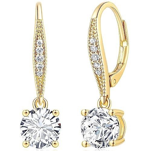 Cossa Dangle Earrings 14K Gold Drop Earrings for Women Dangle Stylish Leverback Earrings with Cubic Zirconia Drop Earrings A Must-have Fashion Accessory | Amazon (US)