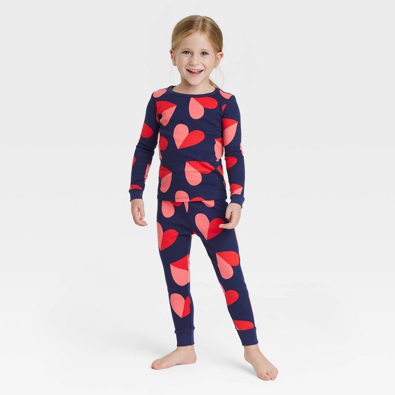 Toddler Valentine's Day Hearts Matching Family Pajama Set - Navy | Target