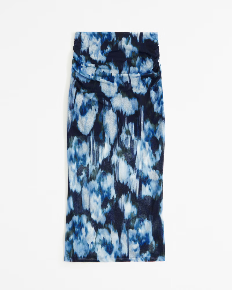 Ruched Mesh Midi Skirt | Abercrombie & Fitch (US)