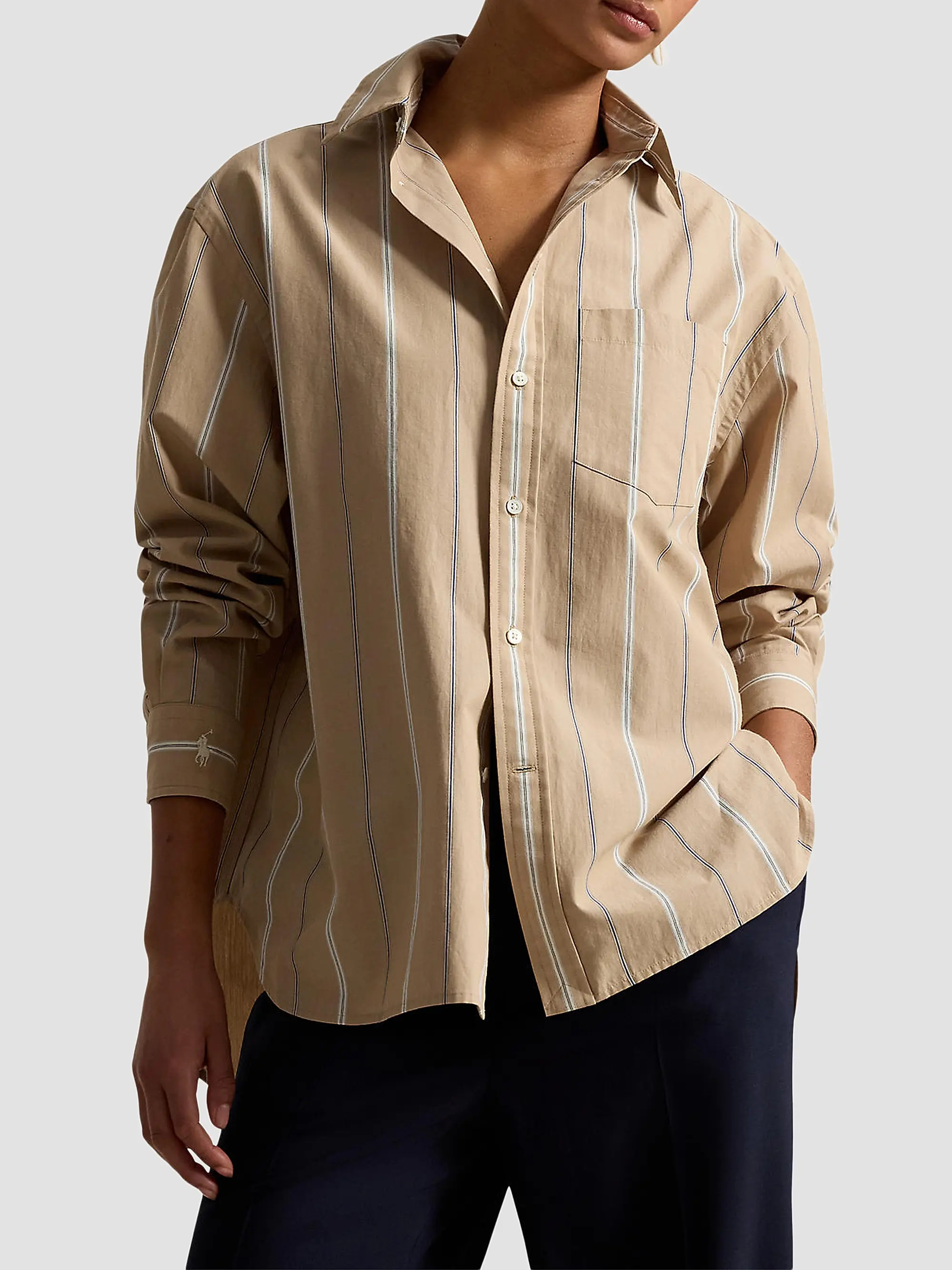 Oversized Striped Cotton Button-Front Shirt | Saks Fifth Avenue