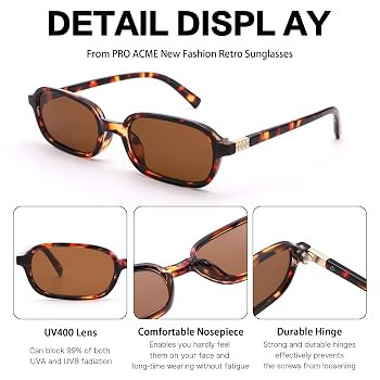Pro Acme Small Rectangle Sunglasses for Women Men Trendy Rectangular Vintage Sun Glasses | Amazon (US)