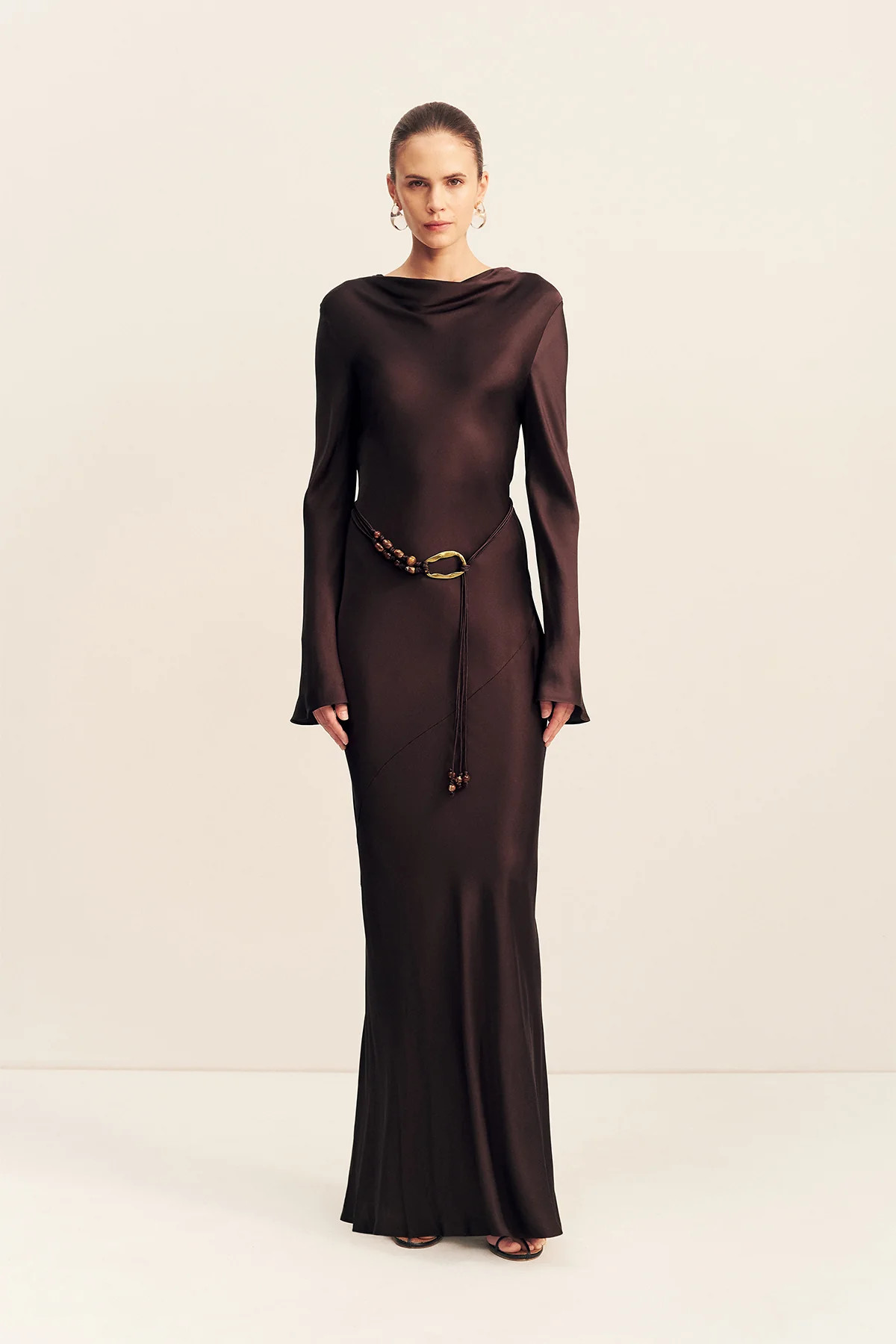 Agnes Long Sleeve Maxi Dress With Belt | Espresso | Dresses | Shona Joy | Shona Joy