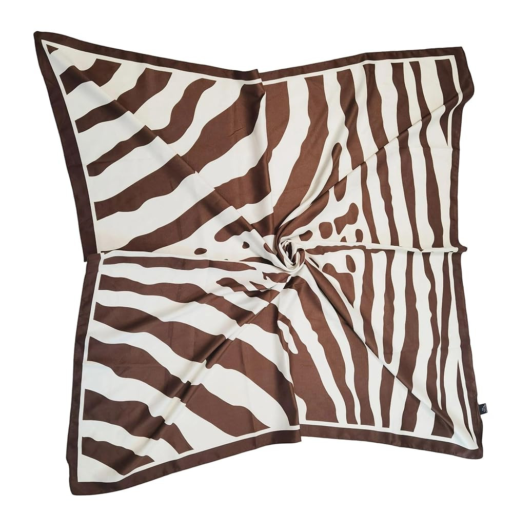 JN&LULU Women's satin square scarf Fashion pattern large hair scarf wrap headscarf 35" x 35" | Amazon (US)