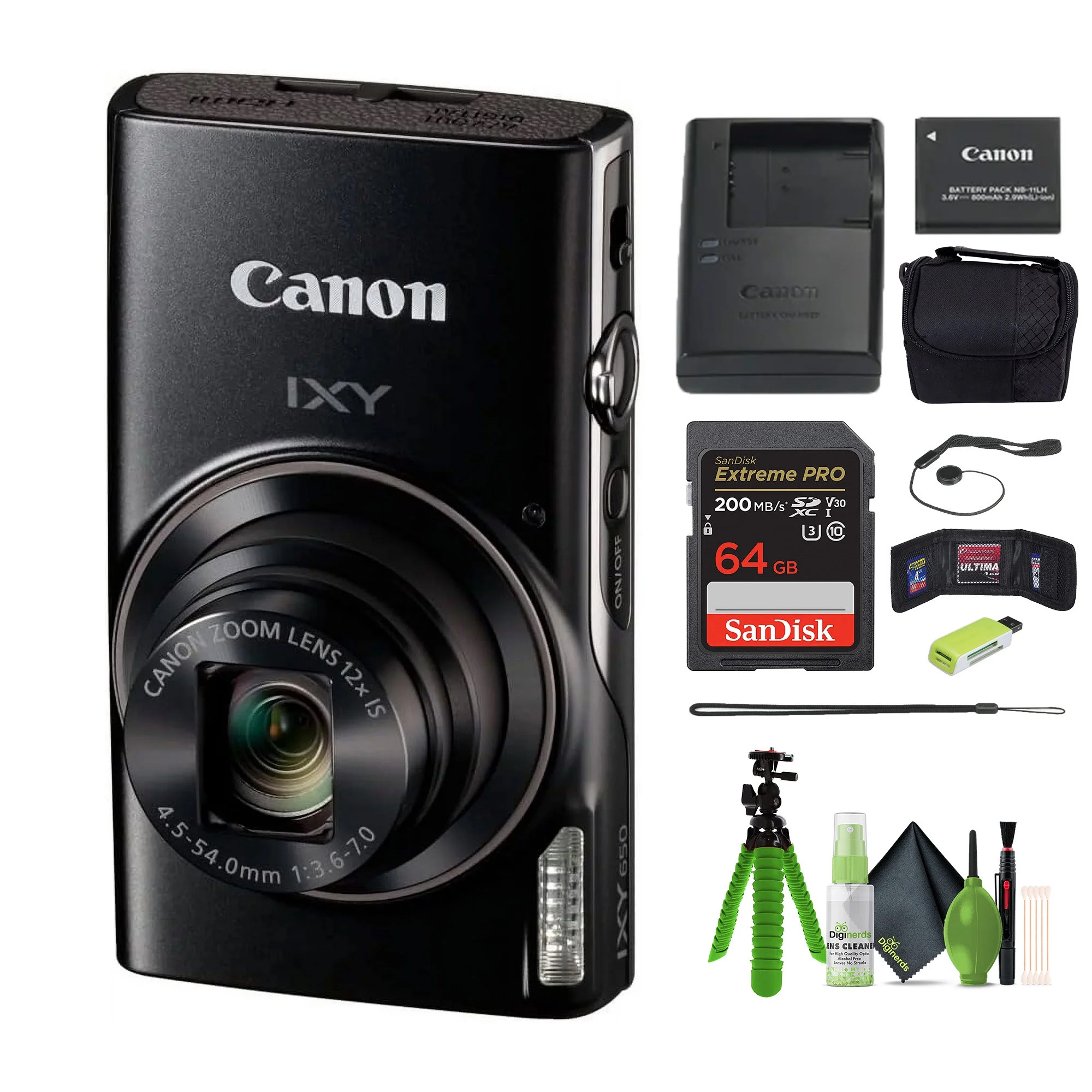Canon IXY 650 Compact Digital Camera 12x Optical Zoom IXY650 (Black) Bundle with 64GB Memory Card... | Walmart (US)