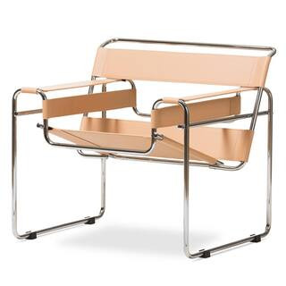 Jericho Light Brown Faux Leather Upholstered Accent Chair | The Home Depot