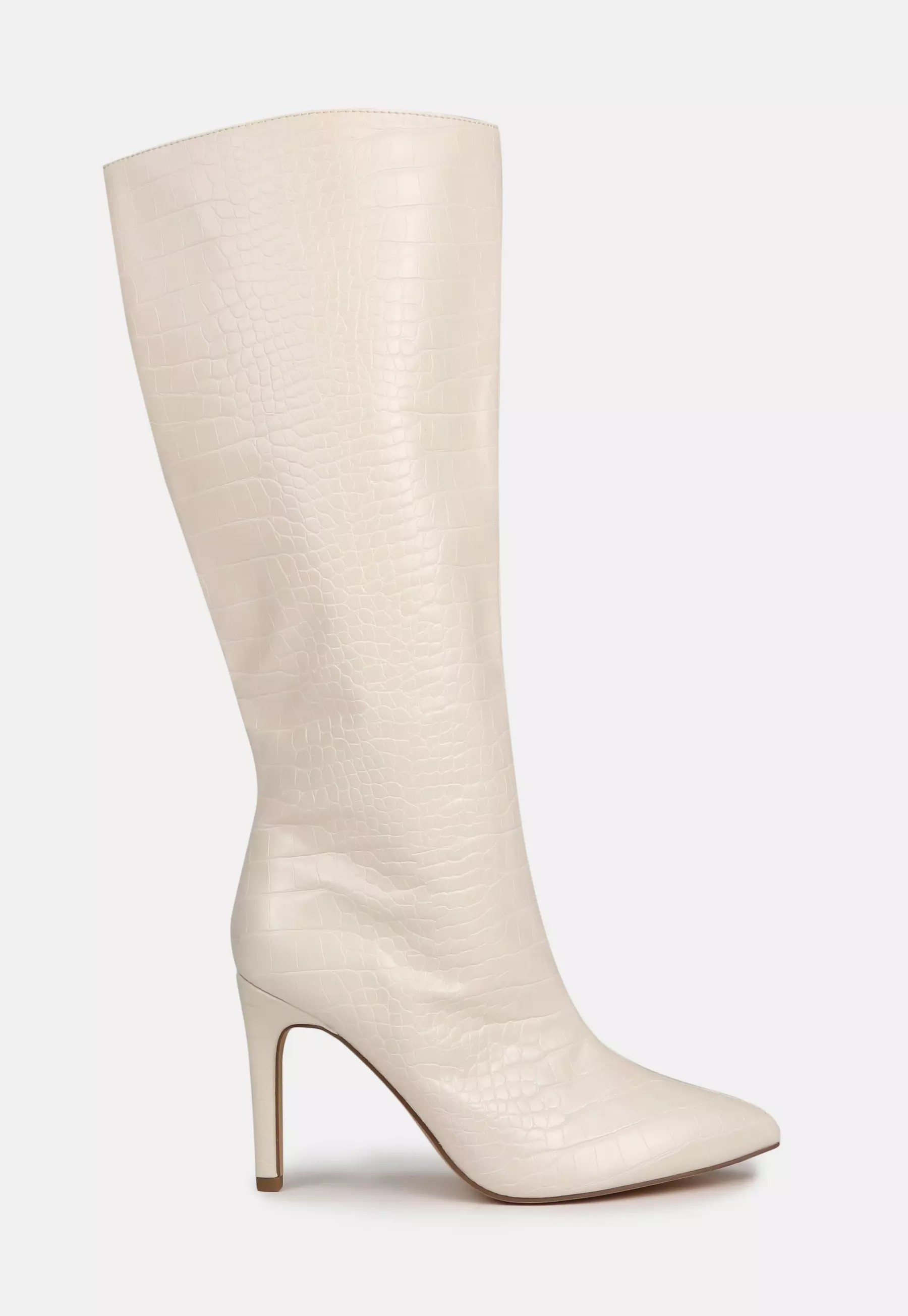 Missguided - Cream Tubular Stiletto Croc Boots | Missguided (US & CA)