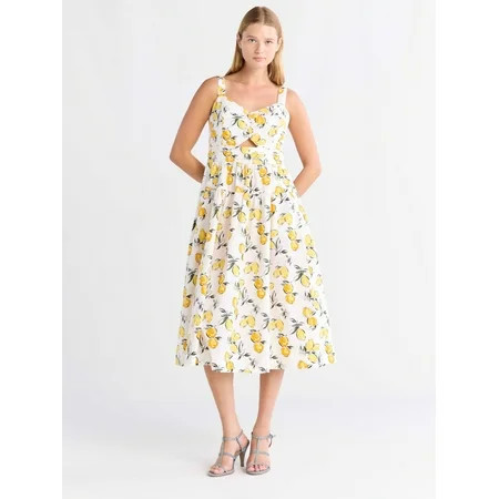 Free Assembly Women s Ruched Cutout Cotton Midi Dress XS-XXL | Walmart (US)