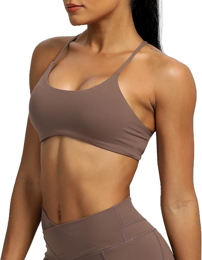 Aoxjox Women's Workout Sports Bras Fitness Backless Padded Ivy Low Impact Bra Yoga Crop Tank Top | Amazon (US)