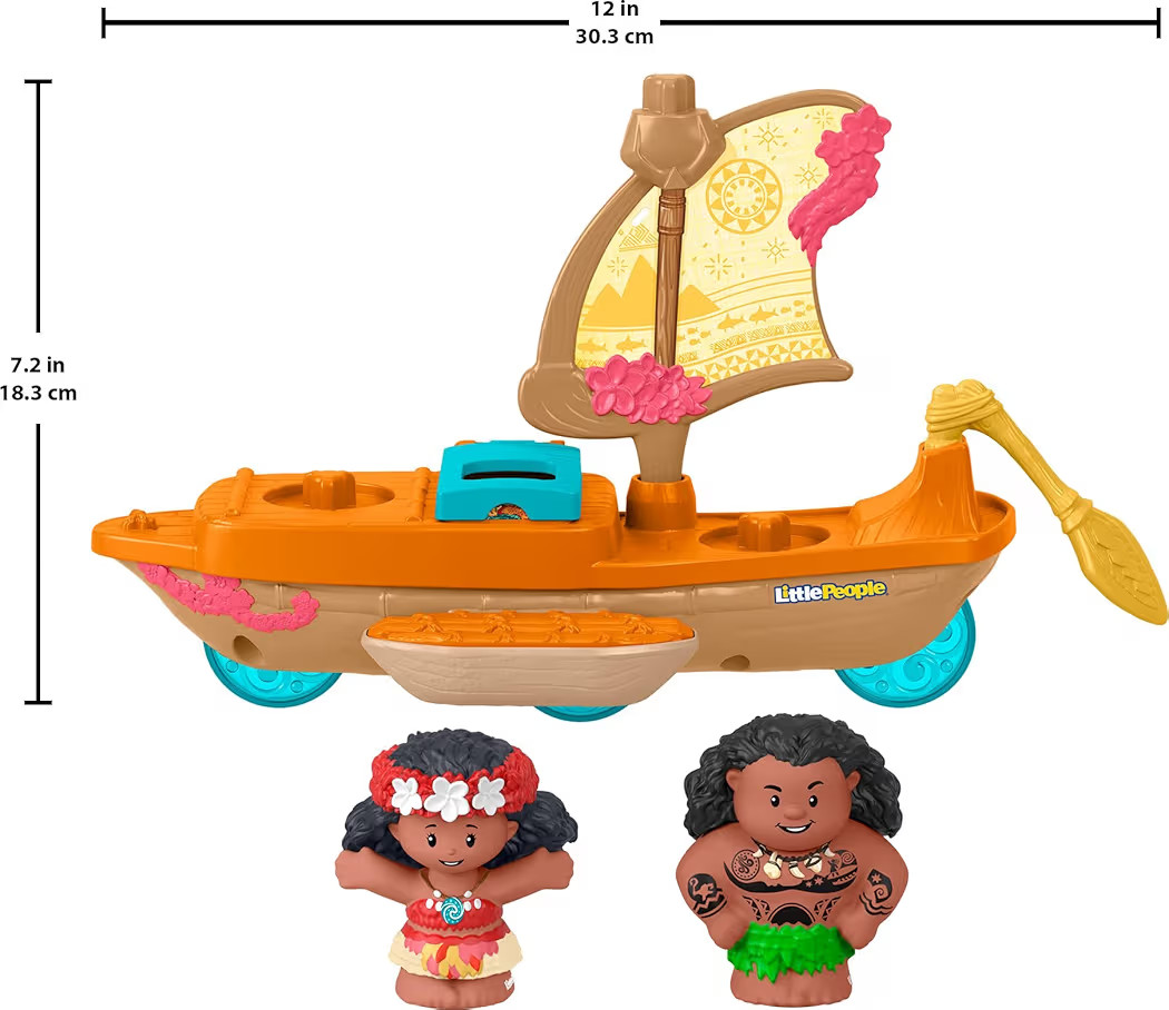 Fisher-Price Little People Toddler Toy Disney Princess Moana & Maui Canoe Sail Boat with Figures | Amazon (US)