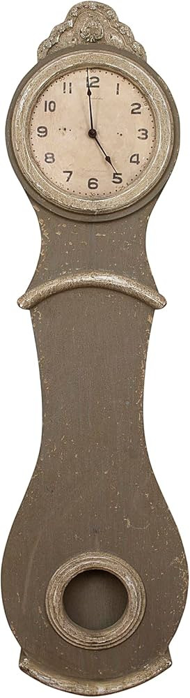 Creative Co-Op Distressed Grey Wood Grandfather Style Wall Clock | Amazon (US)