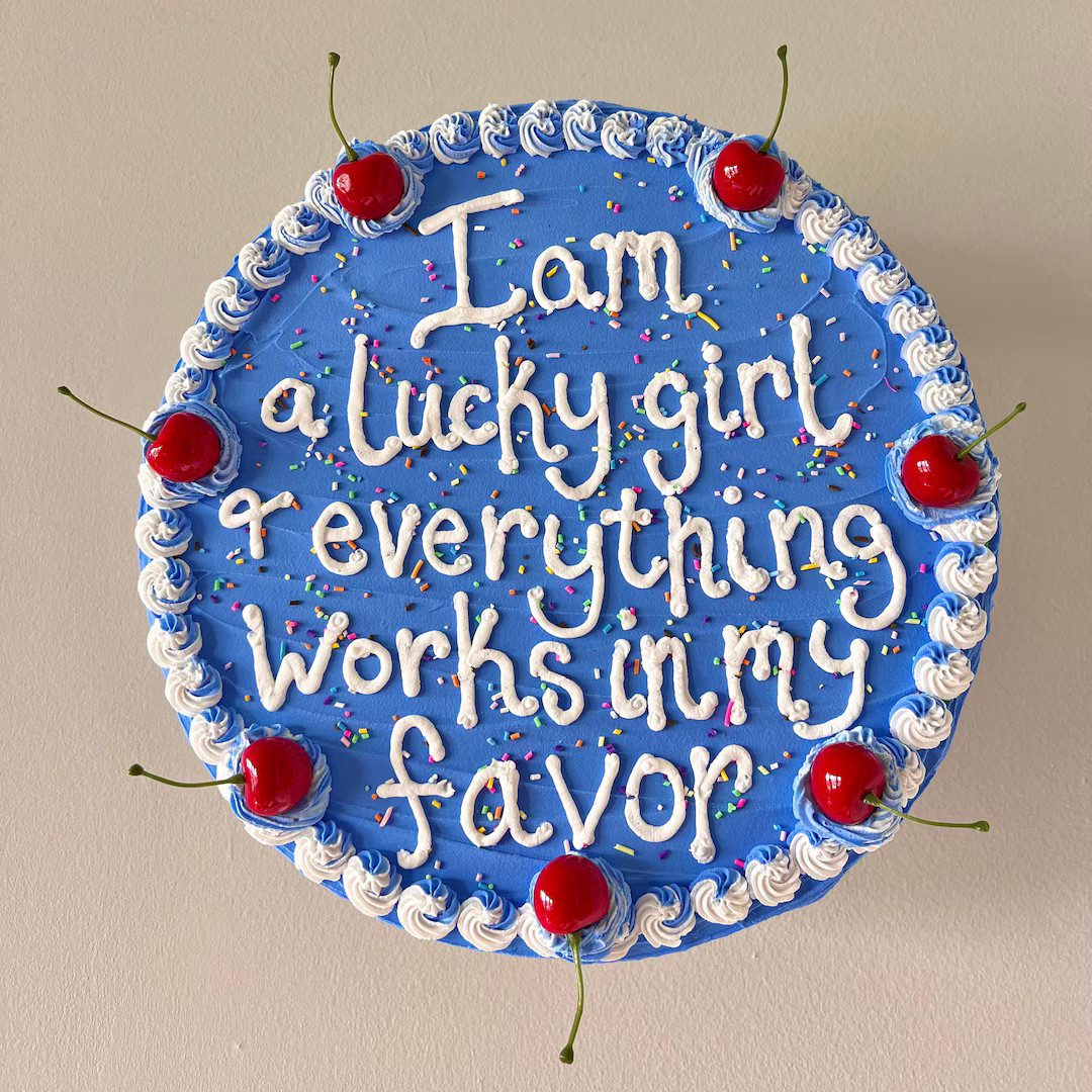 Lucky Girl Syndrome, Blue Fake Cake Art, 12 Inch Wall Decor, 12” Fake Cake, Dopamine Decor, Cak... | Etsy (US)