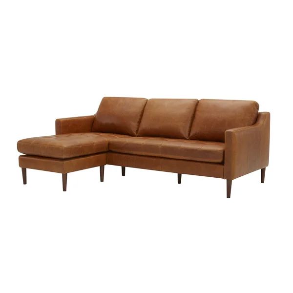 Benning 86" Wide Genuine Leather Reversible Sofa & Chaise with Ottoman | Wayfair North America