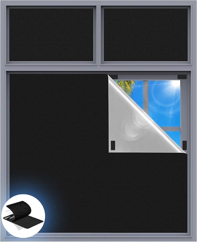 Blackout Curtains for Bedroom, 39" x 58" Portable Blackout Blinds with 20 Sets Hooks & Loops Stri... | Amazon (US)