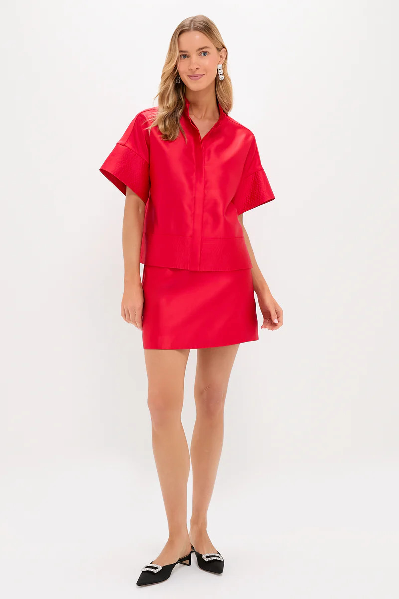 Red Dupioni Opal Skirt | Tuckernuck (US)