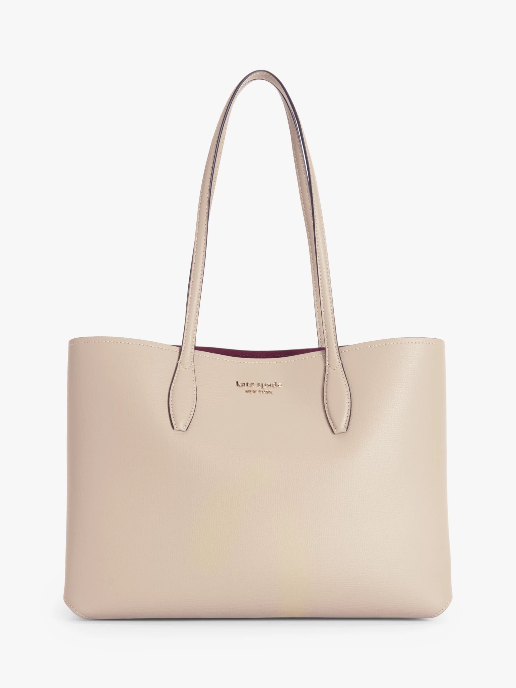 kate spade new york All Day Leather Large Tote Bag, Timeless Taupe | John Lewis (UK)