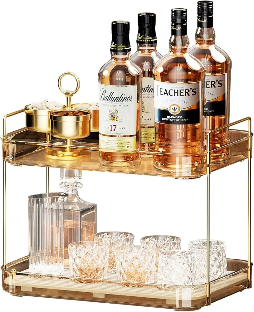 Whiskey Tray, Glass Cup Rack, Mug Holder, Coffee Cup Organizer, Bathroom Countertop Organizer Org... | Amazon (US)